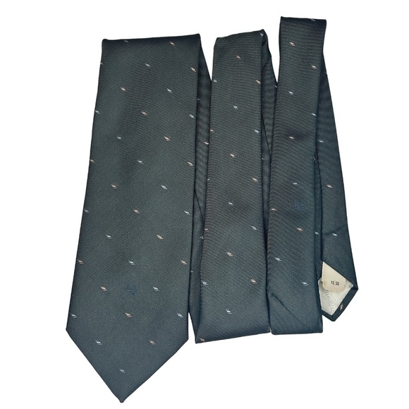 Christian Dior Vintage Luxury Necktie Tie Silk Blend Stylized Dot Pattern NOS - Picture 2 of 13